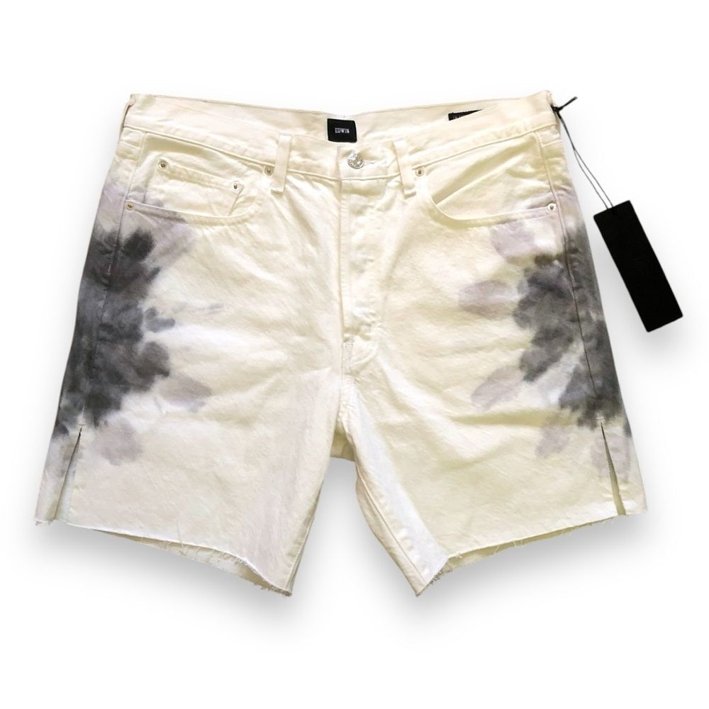 Ewdin Cai Shorts 7" Horizon Tie Dye White Purple Denim NWT Size 33 Jeans